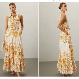 Hemant & Nandita Dress Tora Eyelet Sleeveless Collared Small *READ FLAW*